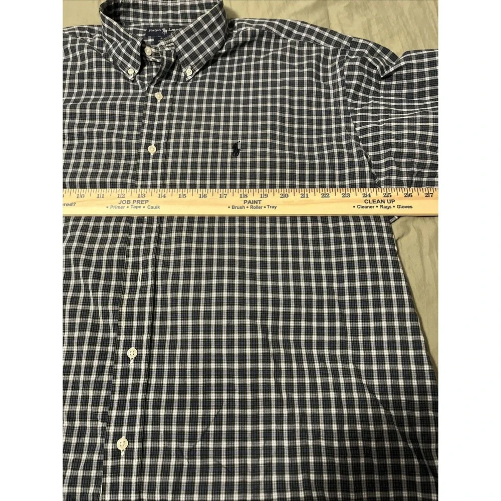 Polo Ralph Lauren Men's Shirt Blue Plaid XL Long Sleeve Button Front Classic Fit